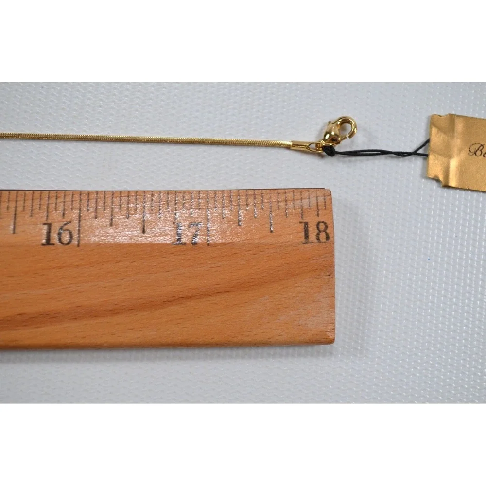 Gold Tone Thin‎ Snake Necklace with CZ Cubic Zirconia Floating Drop Pendant 18
